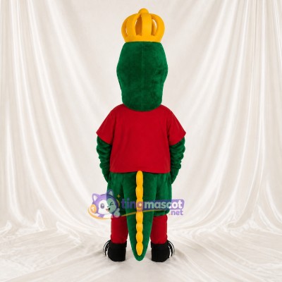 Costume de mascotte dinosaure vert roi intégral pour adultes – événements scolaires