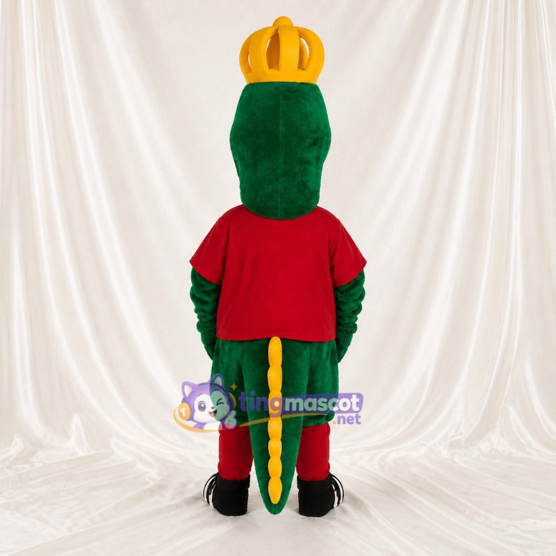Costume de mascotte dinosaure vert roi intégral pour adultes – événements scolaires