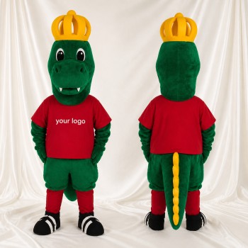 Costume de mascotte dinosaure vert roi intégral pour adultes – événements scolaires