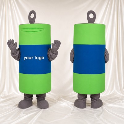 Green Battery Mascot Costume Full Body for Adults Promotions