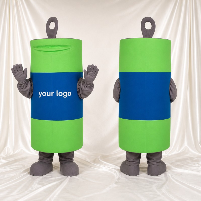 Green Battery Mascot Costume Full Body for Adults Promotions