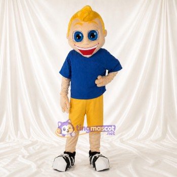 Blue Athlete Boy Mascot Costume Full Body for Adults Sports Events