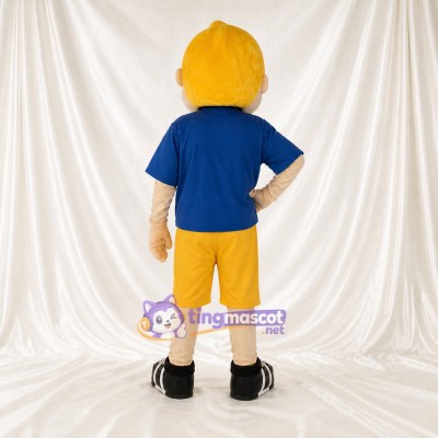 Blue Athlete Boy Mascot Costume Full Body for Adults Sports Events
