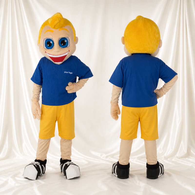 Blue Athlete Boy Mascot Costume Full Body for Adults Sports Events
