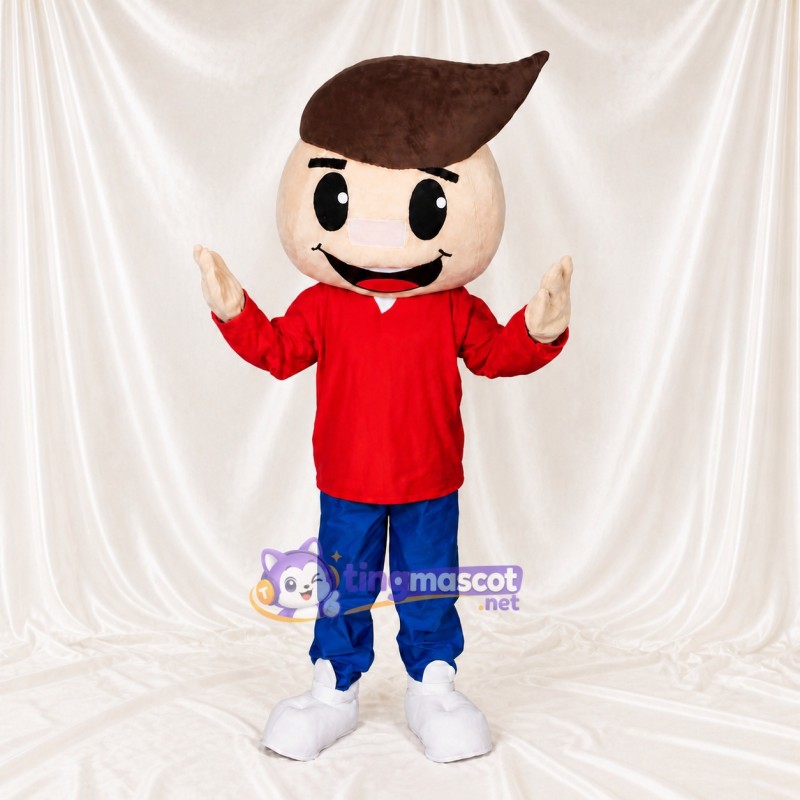 Red Cartoon Boy Mascot Costume Full Body for Adults School Events