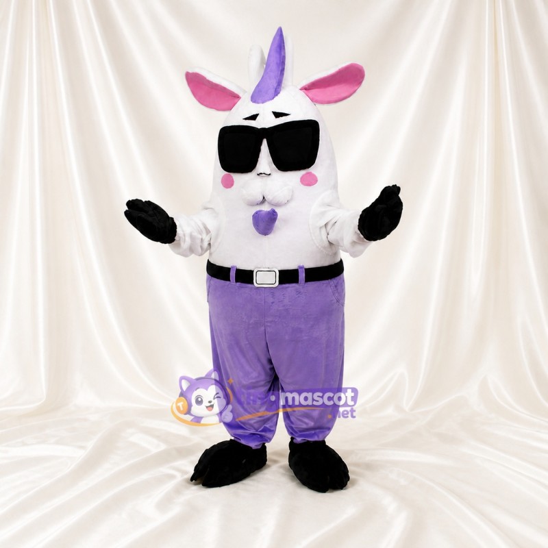 White Construction Goat Mascot Costume Full Body for Adults School Events