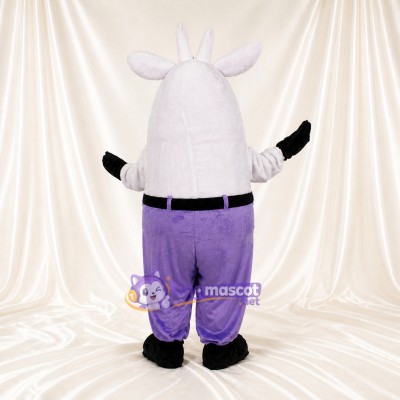 White Construction Goat Mascot Costume Full Body for Adults School Events