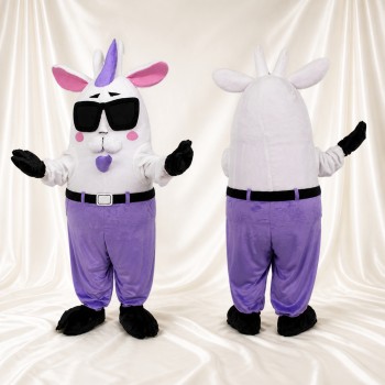 White Construction Goat Mascot Costume Full Body for Adults School Events