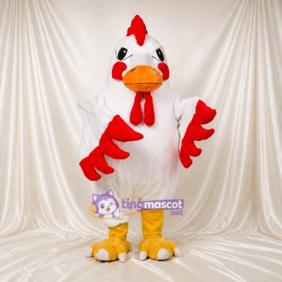 White Chicken Mascot Costume Full Body for Adults School Events