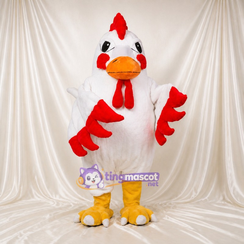 White Chicken Mascot Costume Full Body for Adults School Events