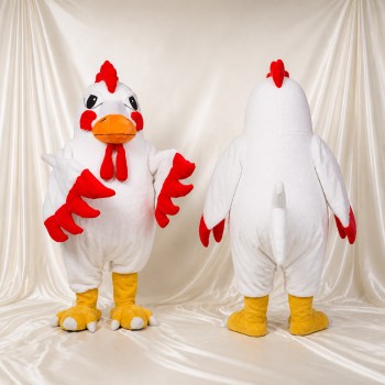 White Chicken Mascot Costume Full Body for Adults School Events