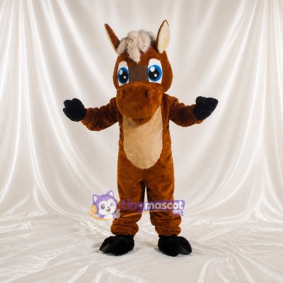 Brown and Tan Horse Mascot Costume Full Body for Adults School Events