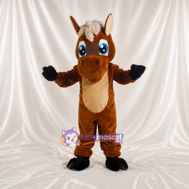 Brown and Tan Horse Mascot Costume Full Body for Adults School Events