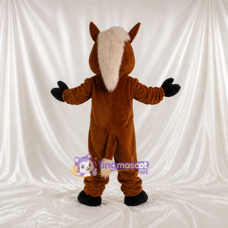 Brown and Tan Horse Mascot Costume Full Body for Adults School Events