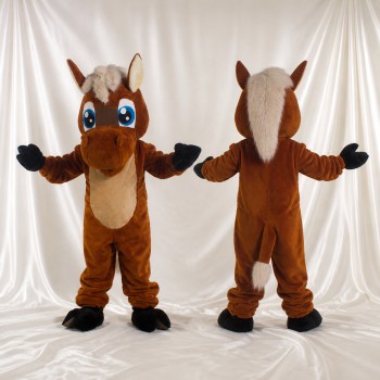 Brown and Tan Horse Mascot Costume Full Body for Adults School Events
