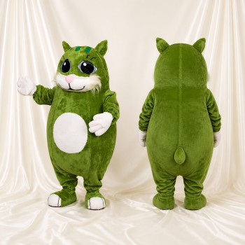 Chat de Construction Vert Costume de mascotte intégral pour adultes Événements scolaires