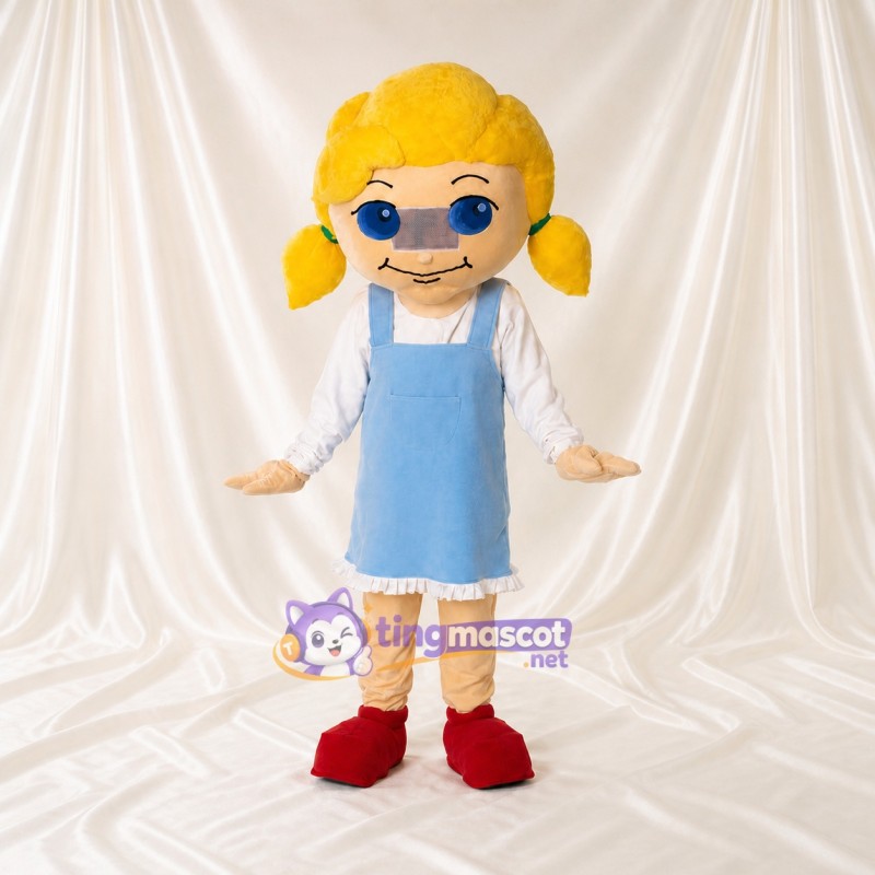 Yellow Cartoon Girl Mascot Costume Full Body for Adults School Events