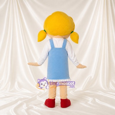 Yellow Cartoon Girl Mascot Costume Full Body for Adults School Events