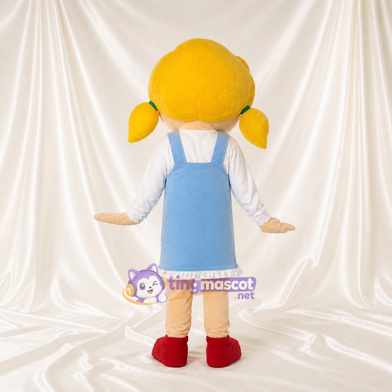 Yellow Cartoon Girl Mascot Costume Full Body for Adults School Events