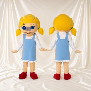 Fille jaune de dessin animé Costume de mascotte intégral pour adultes Événements scolaires