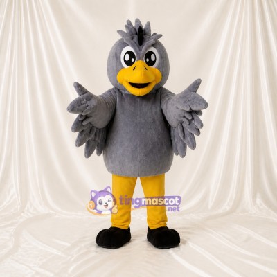Gray Construction Bird Mascot Costume Full Body for Adults School Events