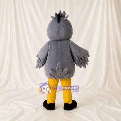 Gray Construction Bird Mascot Costume Full Body for Adults School Events