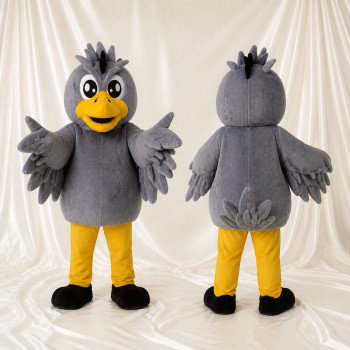 Oiseau de construction gris Costume de mascotte intégral pour adultes Événements scolaires