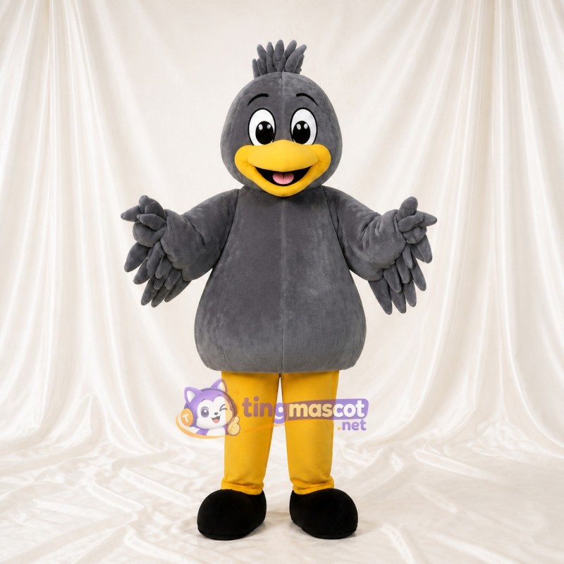Oiseau gris et jaune Costume de mascotte intégral pour adultes Événements scolaires