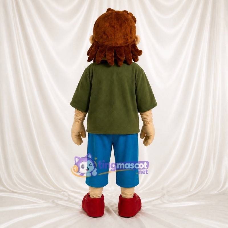 Garçon de dessin animé à couleur expressive verte Costume de mascotte intégral pour adultes Écoles