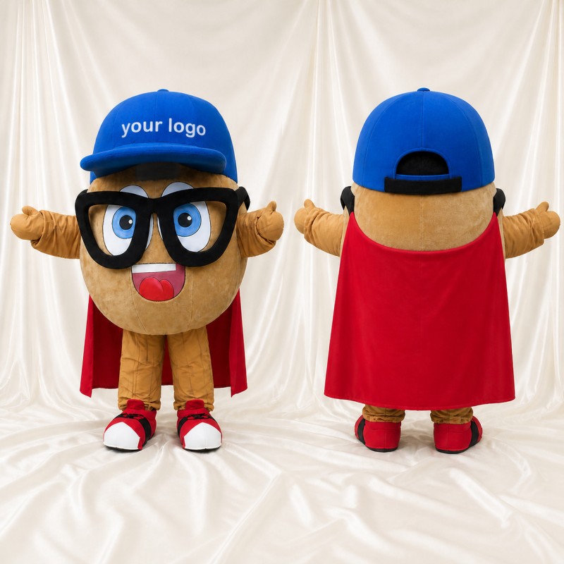 Superhero Potato Mascot Costume Full Body for Adults School Events