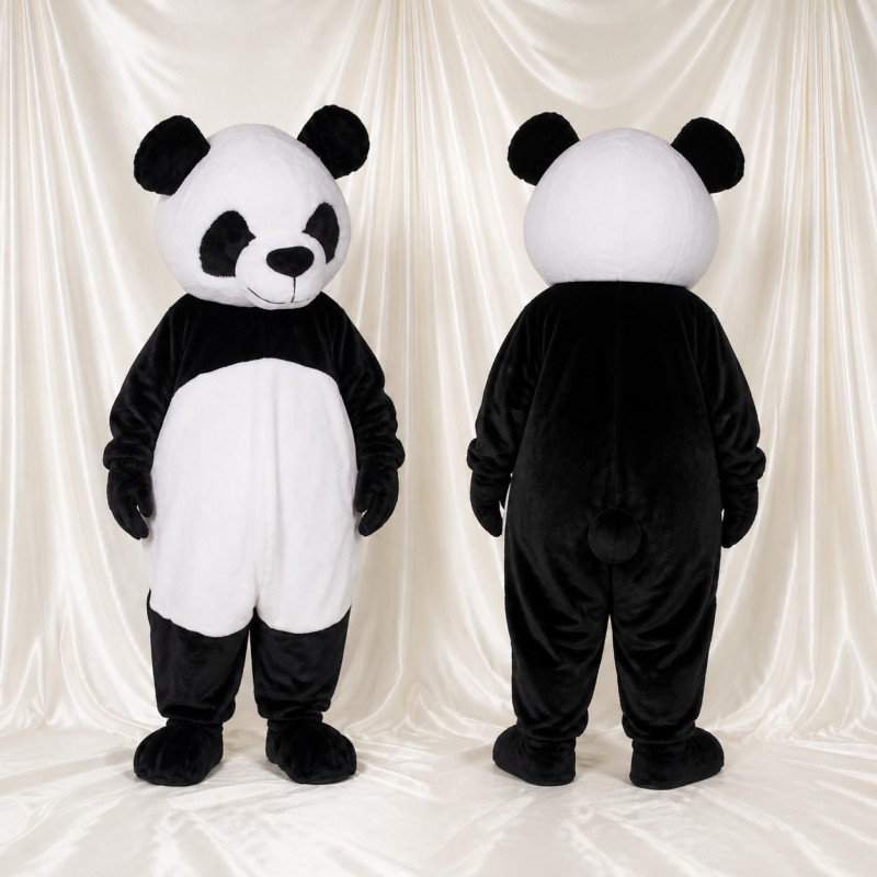 Black Panda Mascot Costume Full Body for Adults School Events