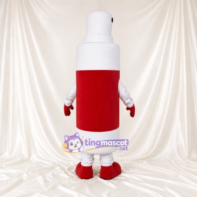 White and Red Spray Bottle Mascot Costume Full Body for Adults Promotions