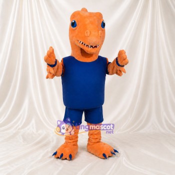 Dinosaure athlète orange Costume de mascotte intégral pour adultes Événements sportifs