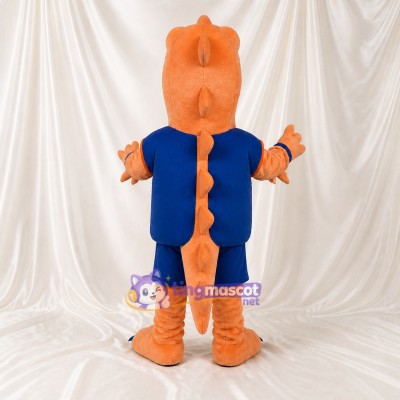 Dinosaure athlète orange Costume de mascotte intégral pour adultes Événements sportifs