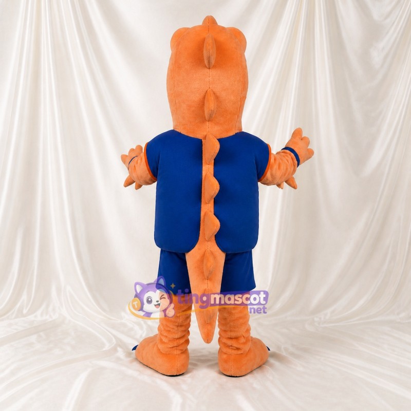 Dinosaure athlète orange Costume de mascotte intégral pour adultes Événements sportifs