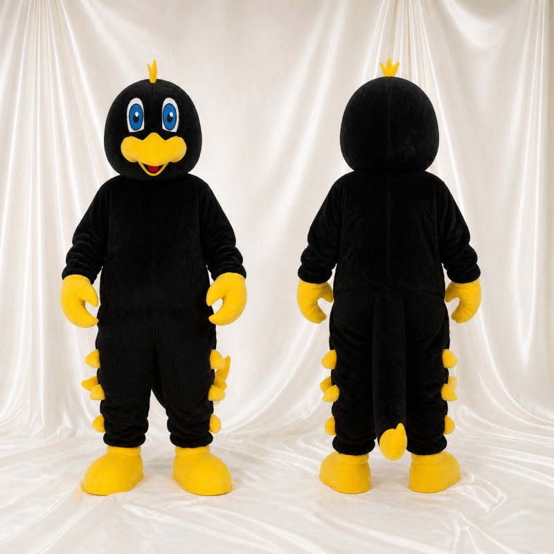 Black and Yellow Bird Mascot Costume Full Body for Adults School Events