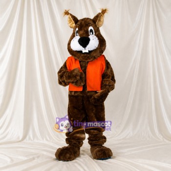 Brown Construction Rabbit Mascot Costume Full Body for Adults School Events