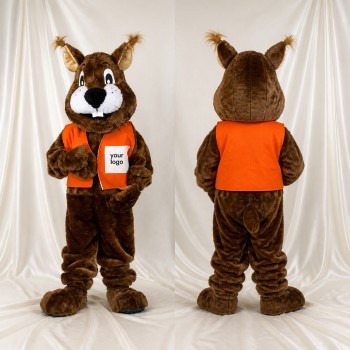 Brown Construction Rabbit Mascot Costume Full Body for Adults School Events