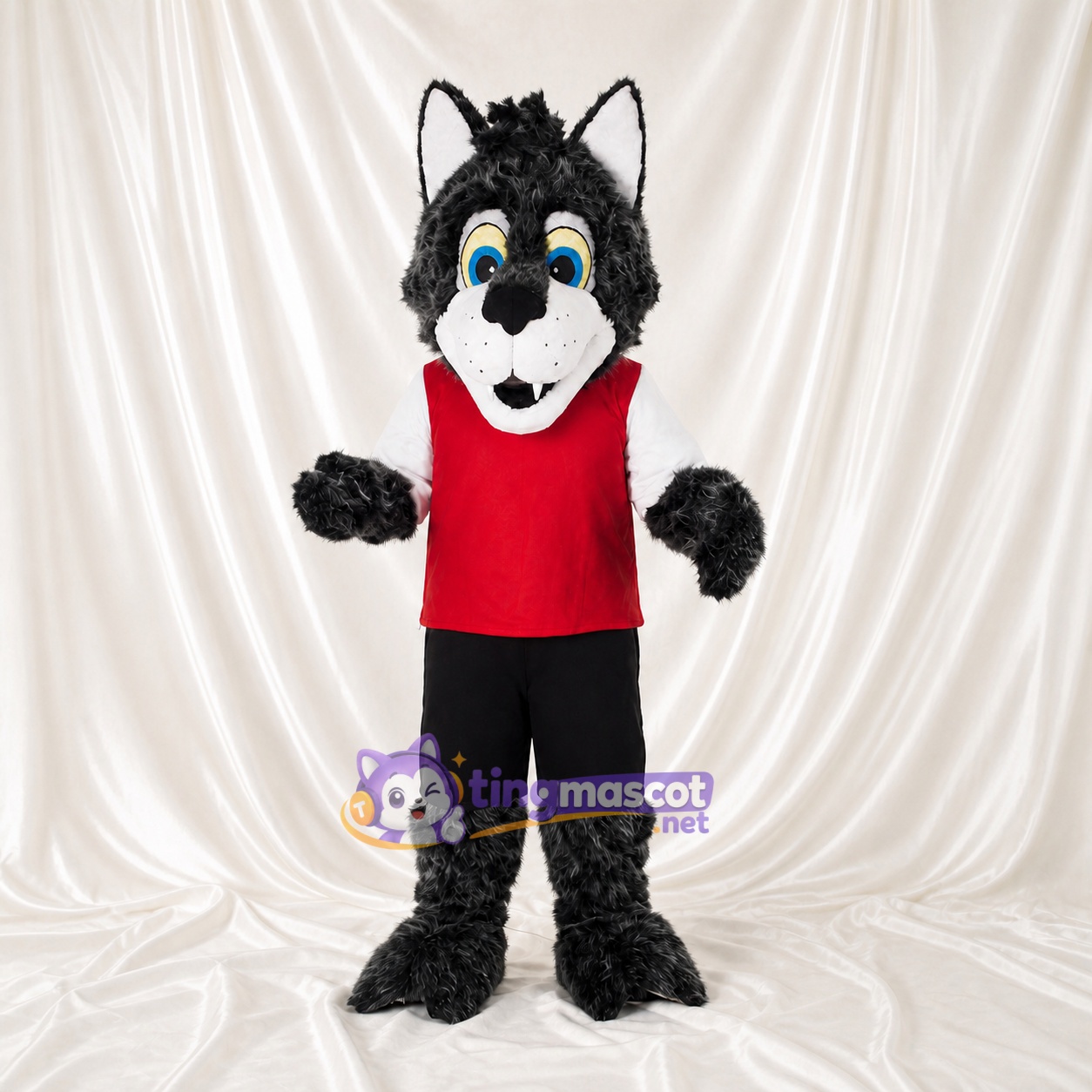 Grau Teamuniform Wolf Athlet Maskottchenkostüm Ganzkörper für Erwachsene Sportveranstaltungen Grau Teamuniform Wolf Athlet Maskottchenkostüm Ganzkörper für Erwachsene Sportveranstaltungen