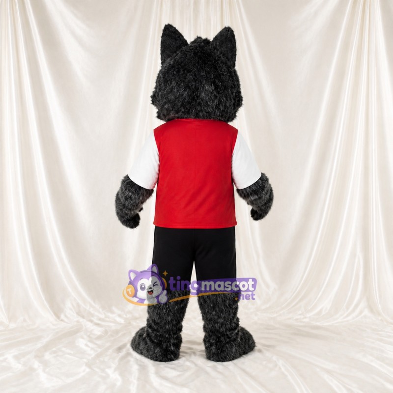 Grau Teamuniform Wolf Athlet Maskottchenkostüm Ganzkörper für Erwachsene Sportveranstaltungen