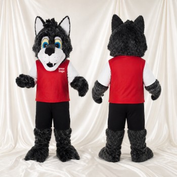 Grau Teamuniform Wolf Athlet Maskottchenkostüm Ganzkörper für Erwachsene Sportveranstaltungen