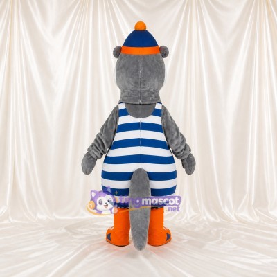 Gray Team Uniform Otter Athlete Mascot Costume Full Body for Adults Sports Events