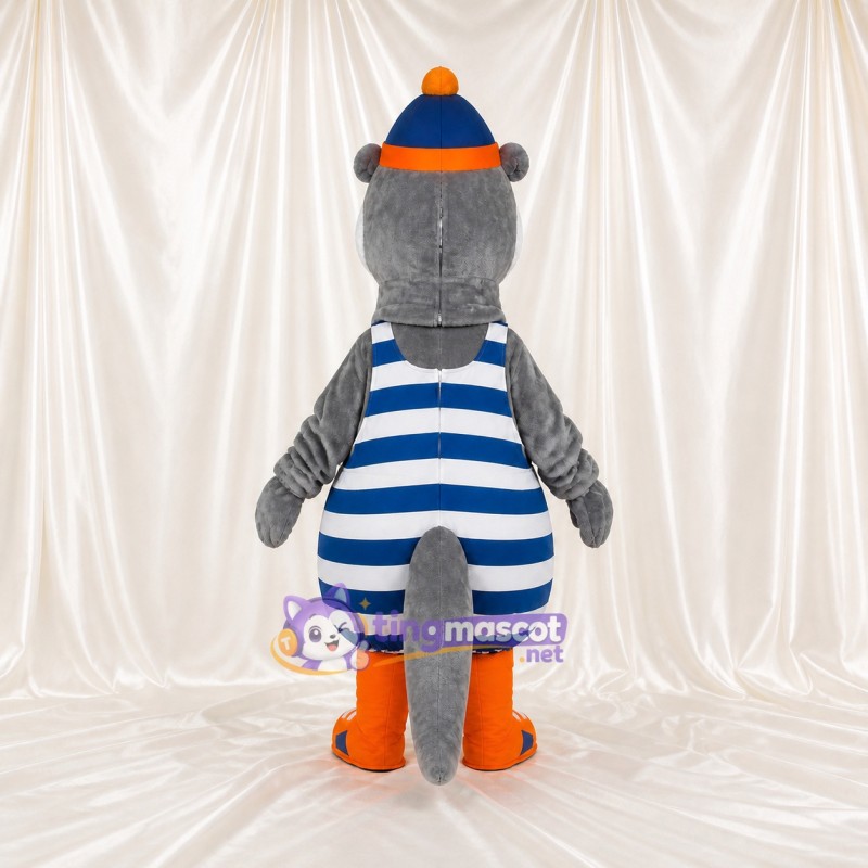 Gray Team Uniform Otter Athlete Mascot Costume Full Body for Adults Sports Events