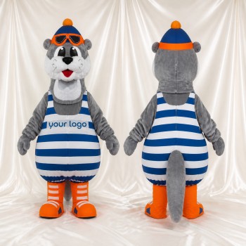 Gray Team Uniform Otter Athlete Mascot Costume Full Body for Adults Sports Events
