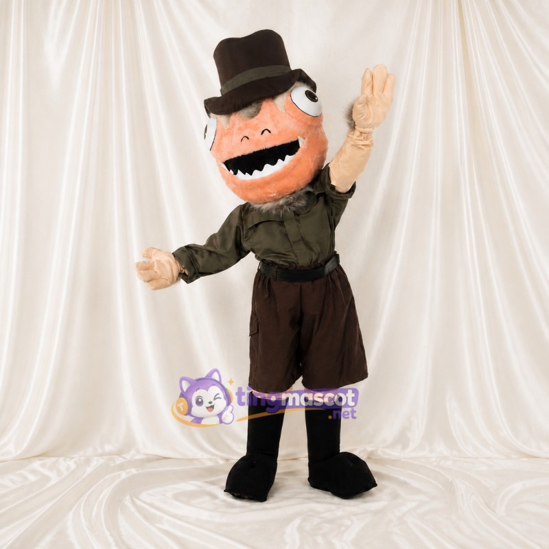 Peach Top Hat Monster Mascot Costume Full Body for Adults Outdoor Events