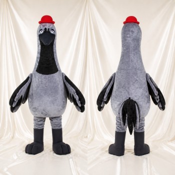 Grue oiseau gris Costume de mascotte intégral pour adultes Événements scolaires