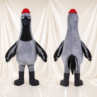 Gray Crane Bird Mascot Costume Full Body for Adults School Events