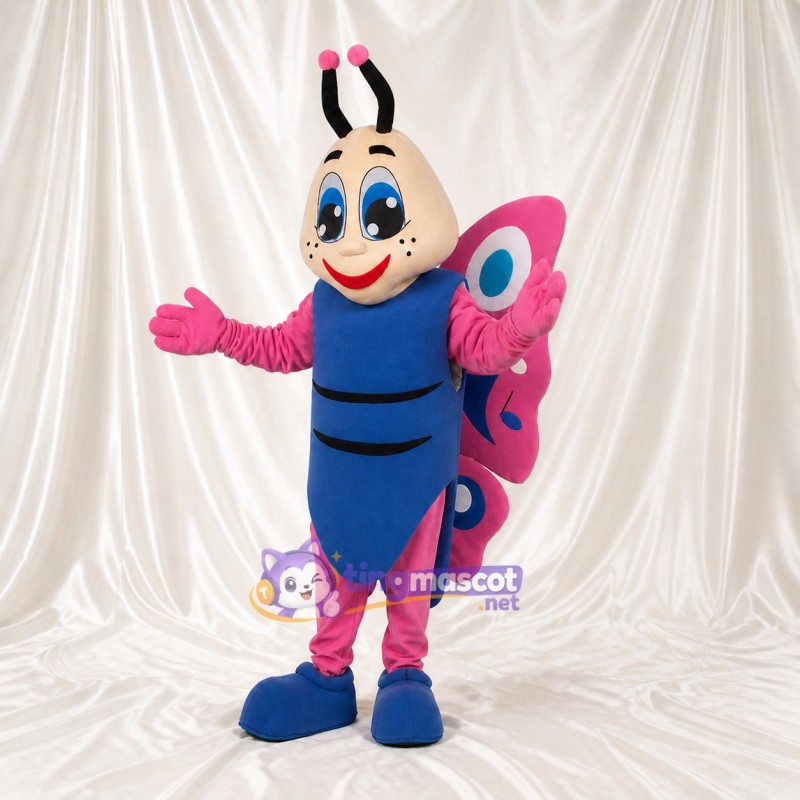Pink Butterfly Mascot Costume Full Body for Adults School Events