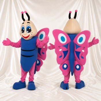 Pink Butterfly Mascot Costume Full Body for Adults School Events