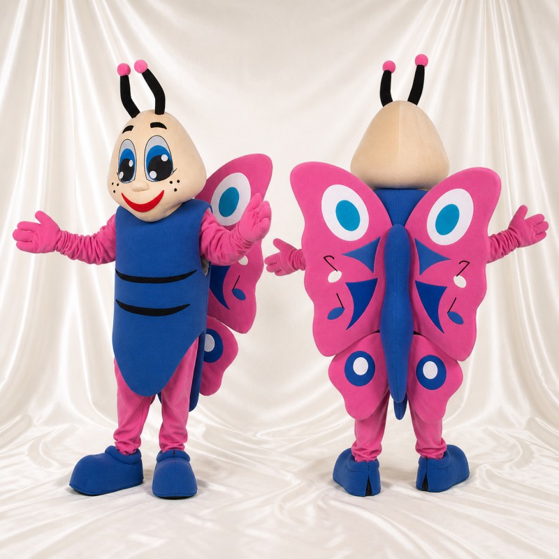 Pink Butterfly Mascot Costume Full Body for Adults School Events